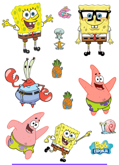 Adesivo bob esponja  Cartela 10x13,85cm