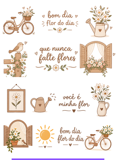 Adesivo frases e flores Cartela 10x13,85cm