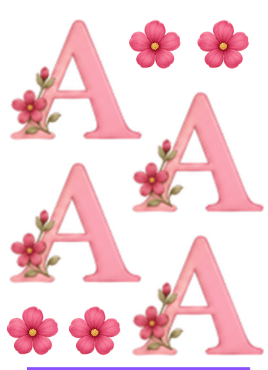 Adesivo letra A rosa florida Cartela 10x13,85cm