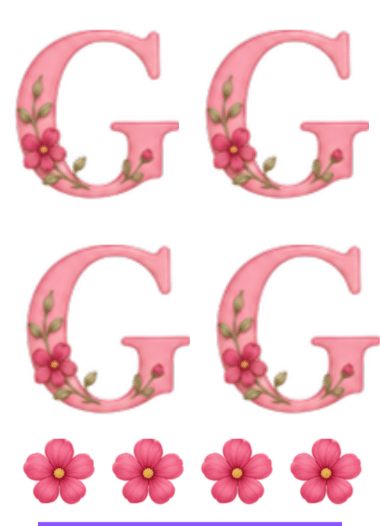 Adesivo letra G rosa florida Cartela 10x13,85cm
