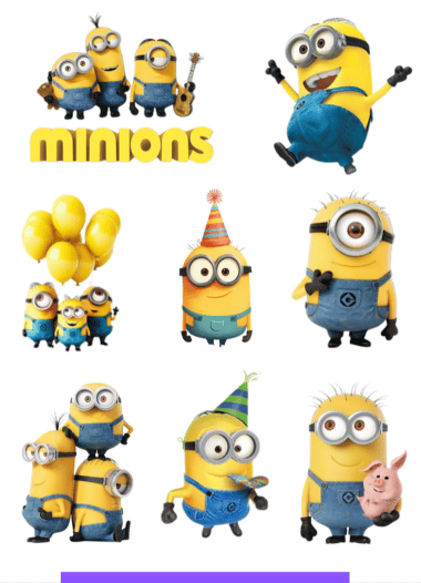 Adesivo minions  Cartela 10x13,85cm